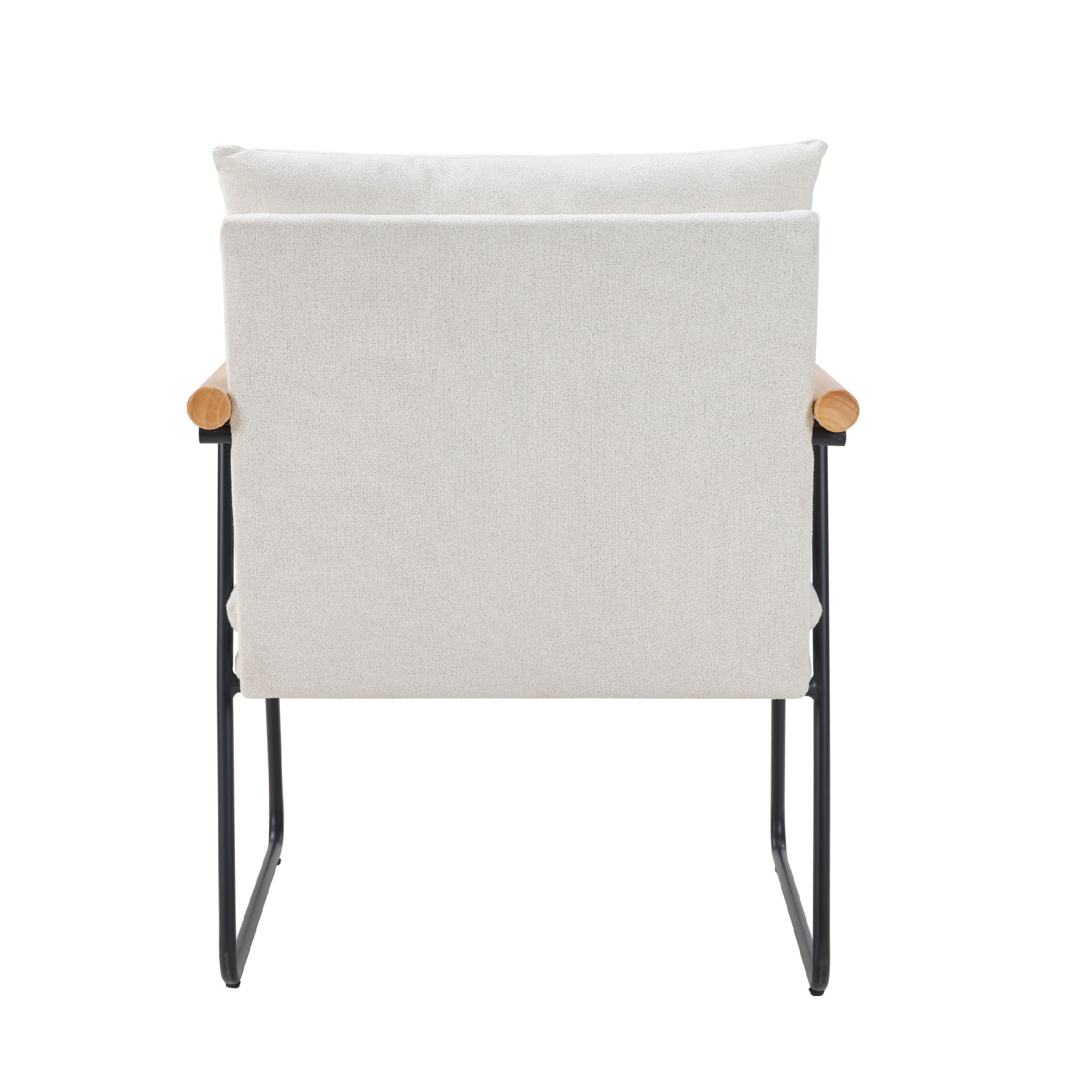 Modern Accent Chair, Comfy Chair With Removable Cushion, Vanity Chair With Wood Armrests For Living Room, Bedroom, White_voghion.com